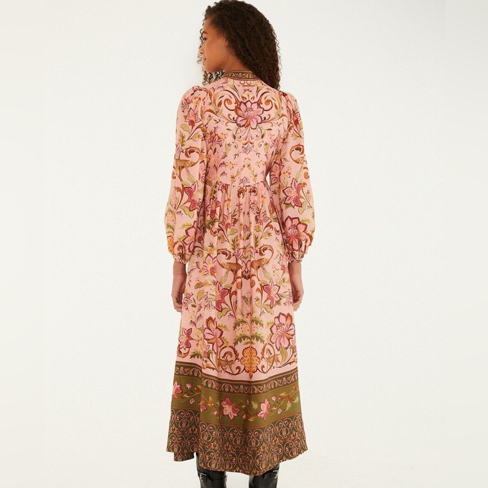 Farm Rio x Barbour Alice Floral Leopard Maxi Dress Size Medium - Picture 2 of 16